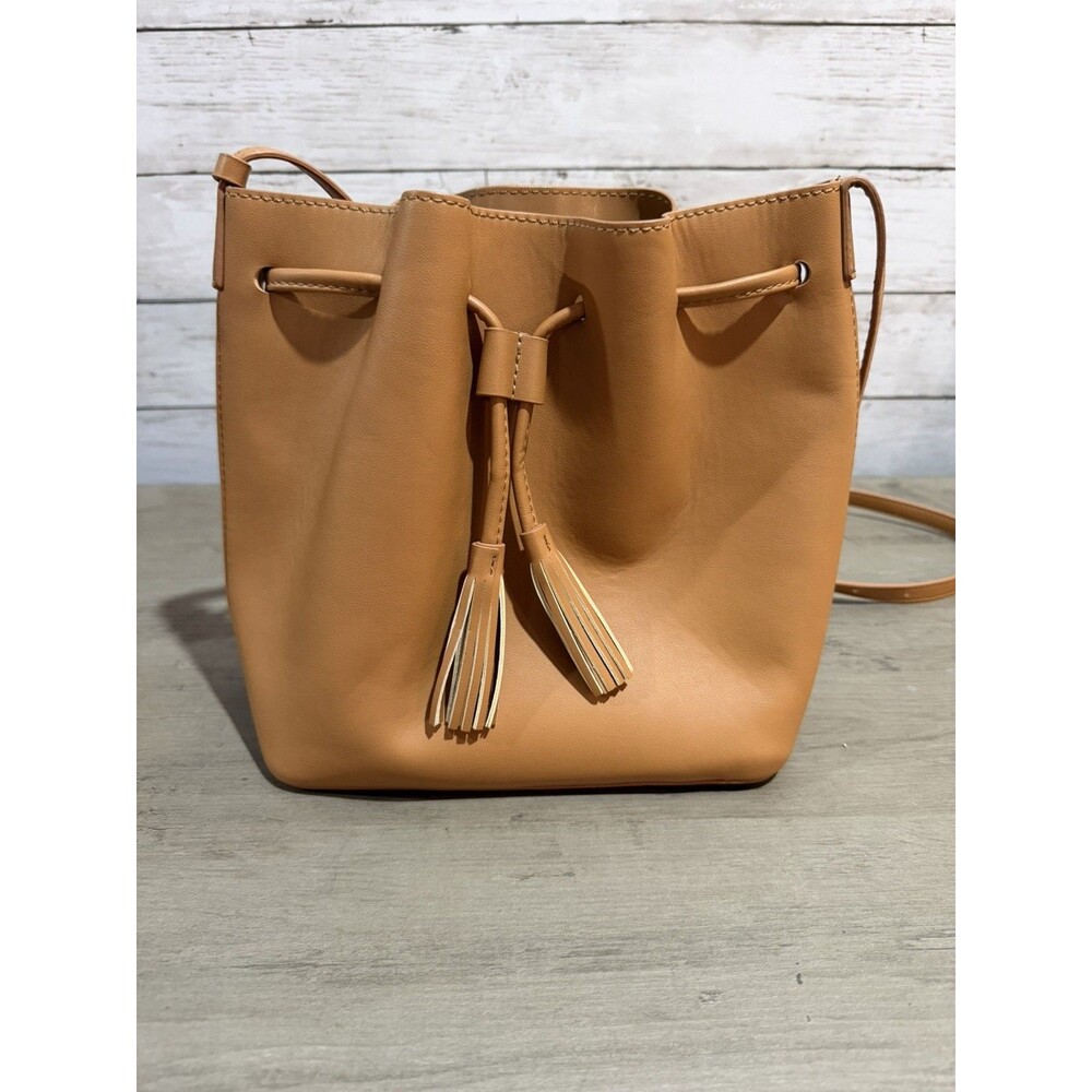 J.Crew Faux Leather Bucket Bag Drawstring Tote Crossbody Purse Handbag